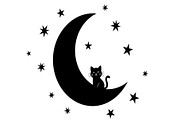 50 Cat Moon Silhouette Vector Bundle, an Illustration by jahid234 (Thumbnail 36 of 51)