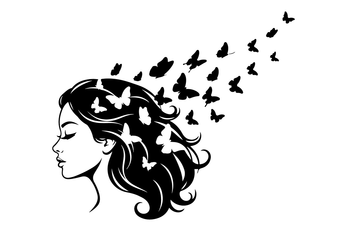 Woman Butterfly Hair Silhouette, an Object Illustration by yasushie (Photo 25 of 31)