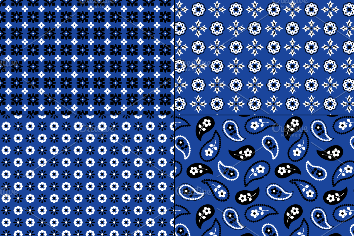 Seamless Blue Bandana Patterns preview 7