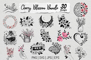 Cherry Blossom SVG PNG Bundle, an Illustration by Actual Pixel