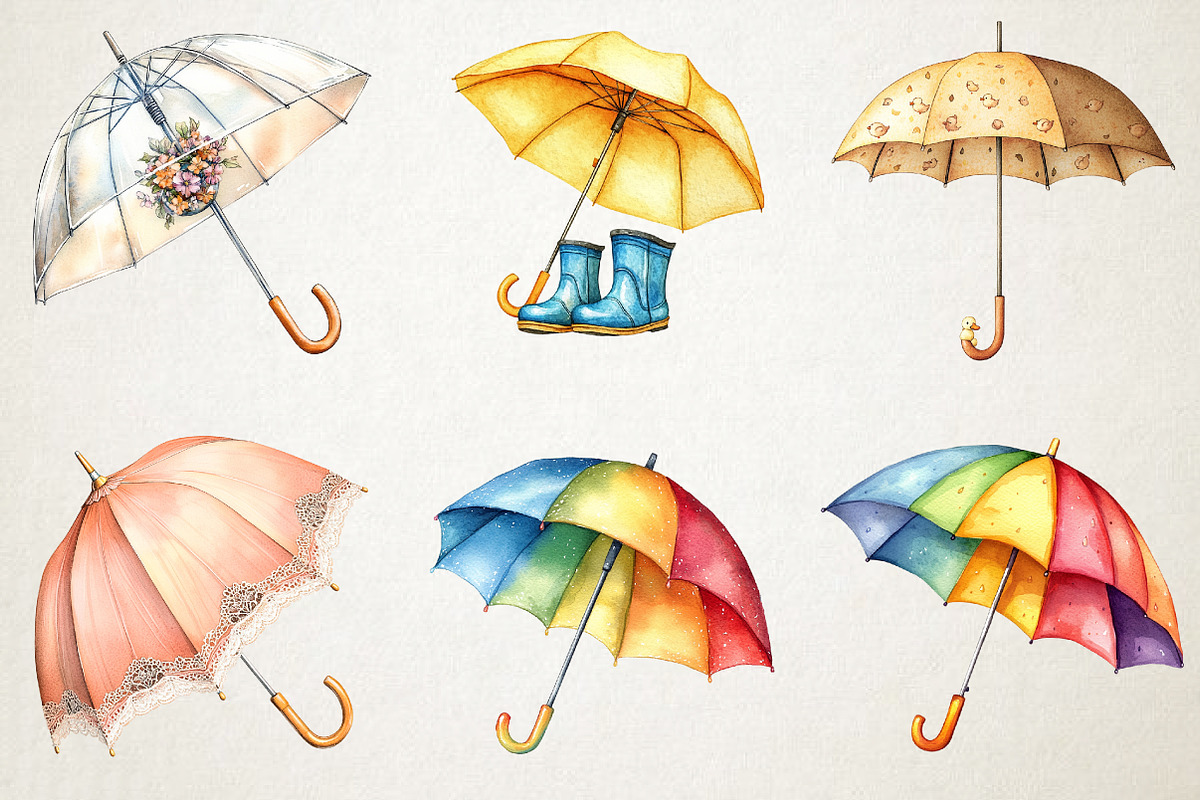 Spring Rain Boots and Umbrella Set, an Illustration by RobertsArt (Photo 3 of 5)