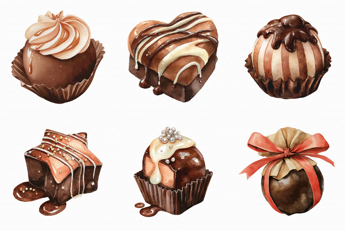 Watercolor Chocolate Candy Clipart, an Illustration by Libby Wishes (Photo 6 of 7)