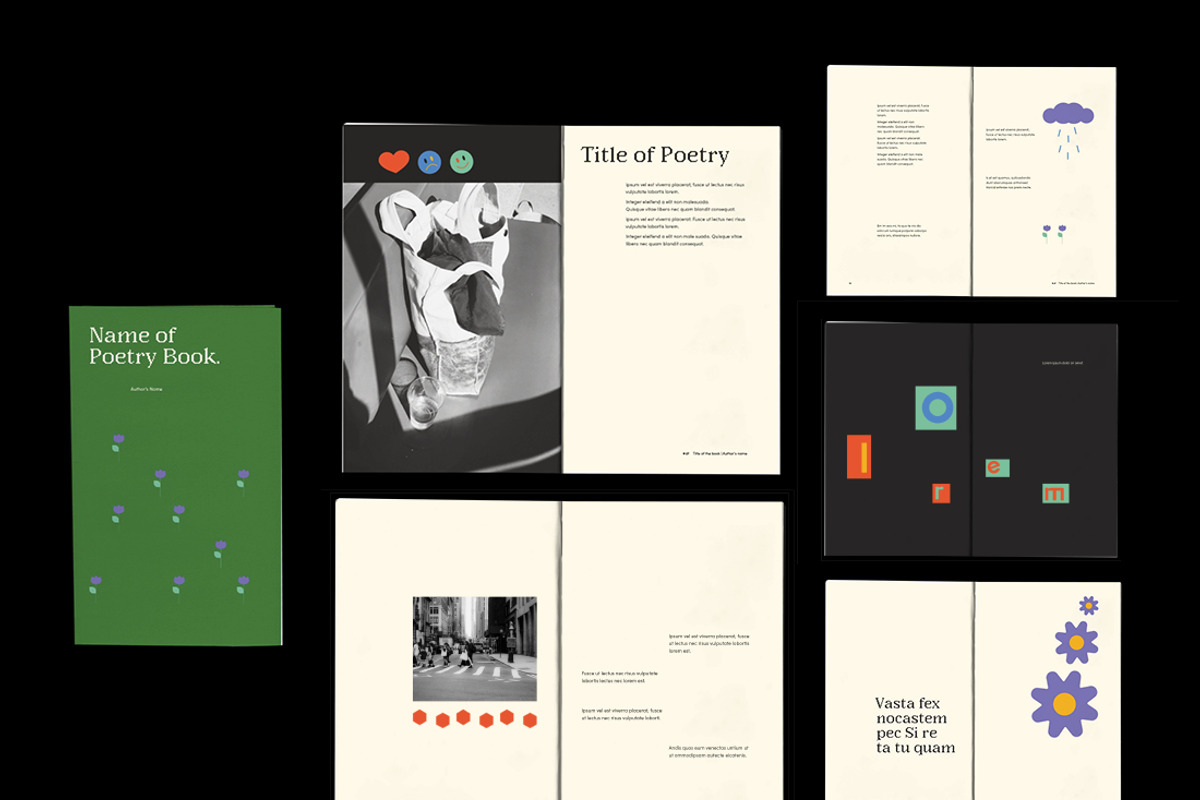 3 Poetry Book Templates Bundle, a Magazine Template by an-arketype studio. (Photo 4 of 10)