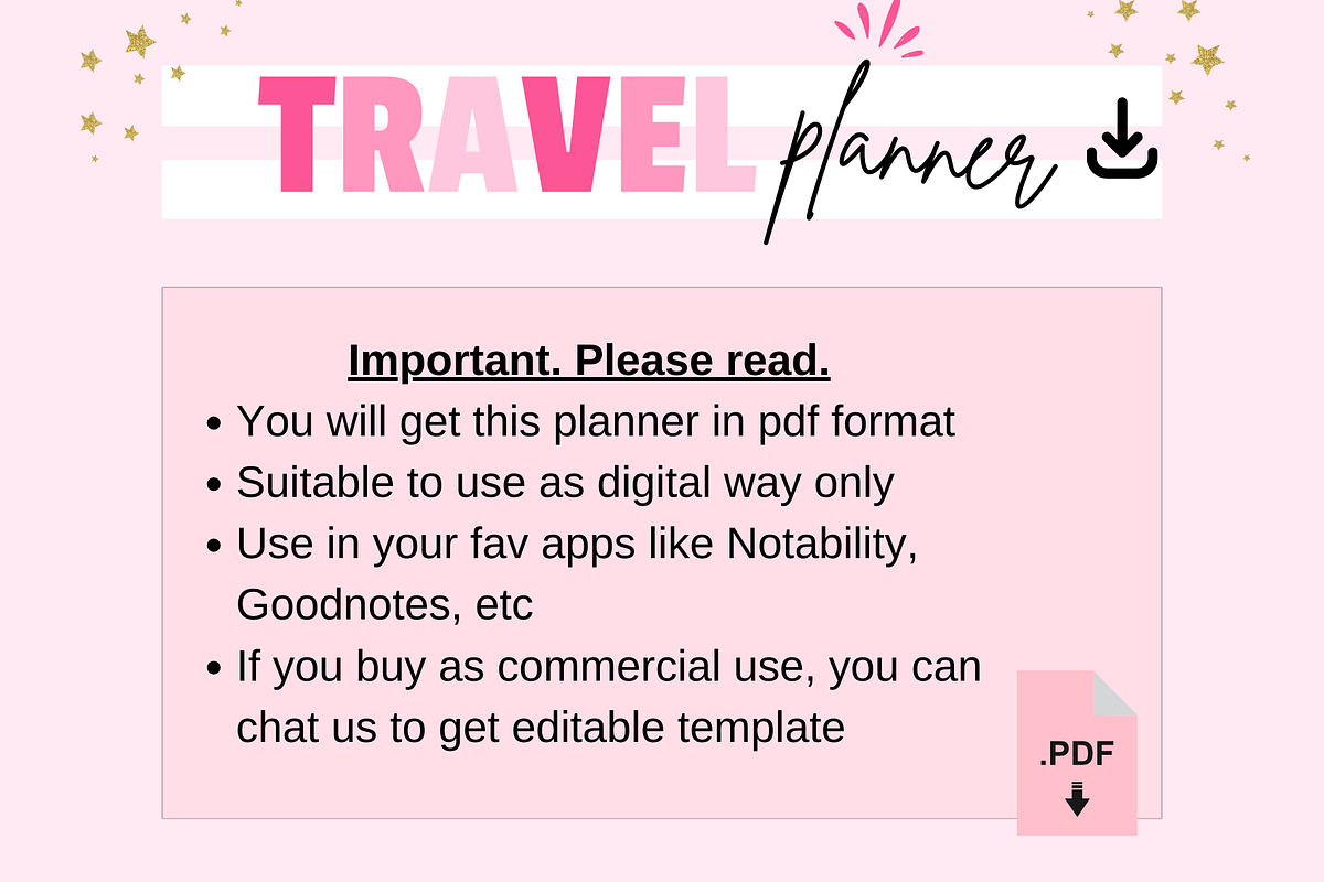 Chic Digital Travel Planner for Girl, a Templates & Theme by bellaROSEworkshop (Photo 10 of 10)
