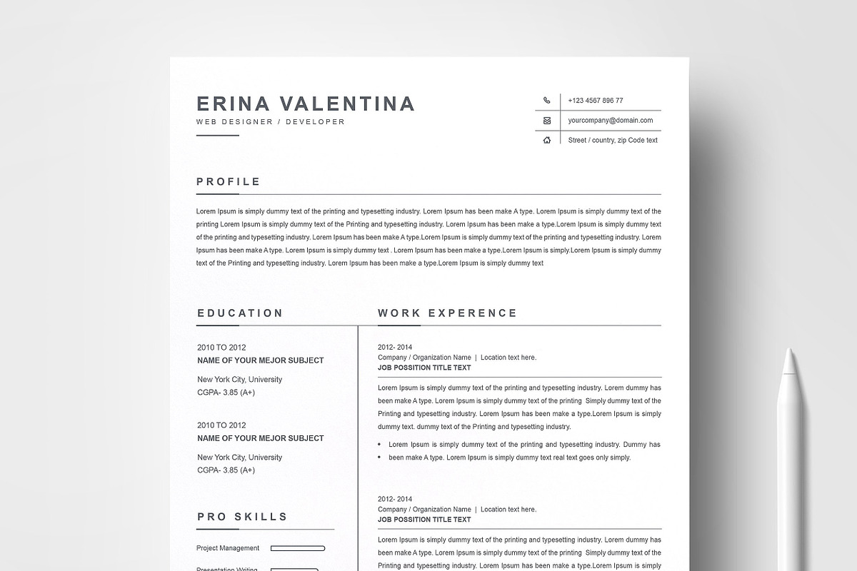 Resume/CV Bundle | 200+ for $29, a Resume Template by ResumeInventor (Photo 39 of 207)