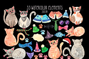 Cat watercolor clipart, an Animal Illustration by AnastasiaWatercolor (Thumbnail 3 of 6)