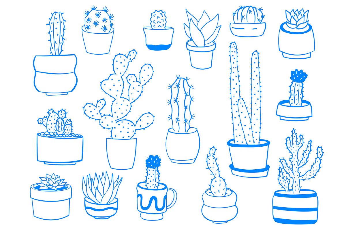 Cactus & Succulent lineart, a Decorative Illustration by Carpet Tapete Pretzel (Photo 2 of 7)