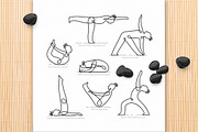 Yoga Poses Linear Hand Drawn Set, a Healthcare Illustration by tetiana.svirska (Thumbnail 3 of 10)