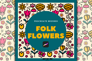 Folk Flowers Stamps For Procreate