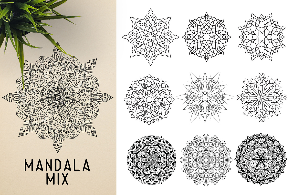 300 Vector Mandala Ornaments, a Decorative Illustration by pixaroma (Photo 30 of 49)