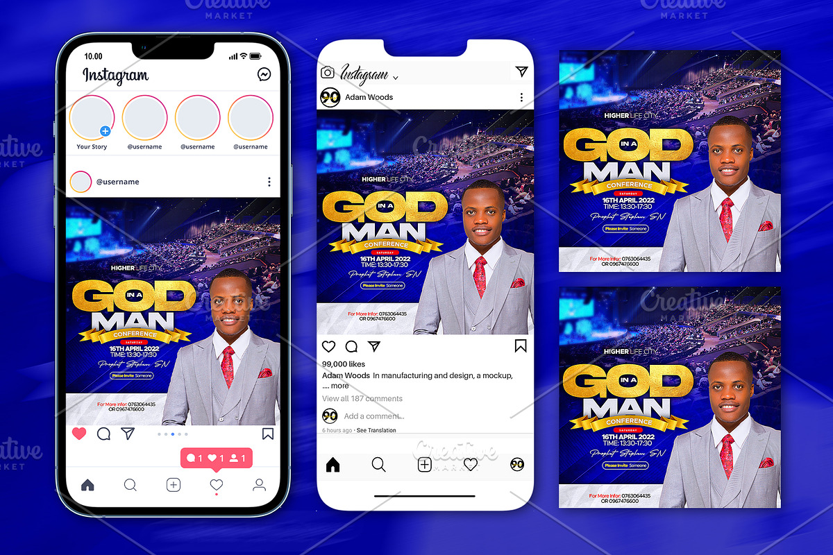 God in a Man Church Flyer Template, a Social Media Template by church flyer templates (Photo 5 of 8)