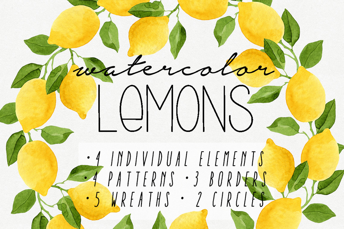 Watercolor Lemons Set, a Food Illustration by Helga Wigandt (Photo 1 of 9)