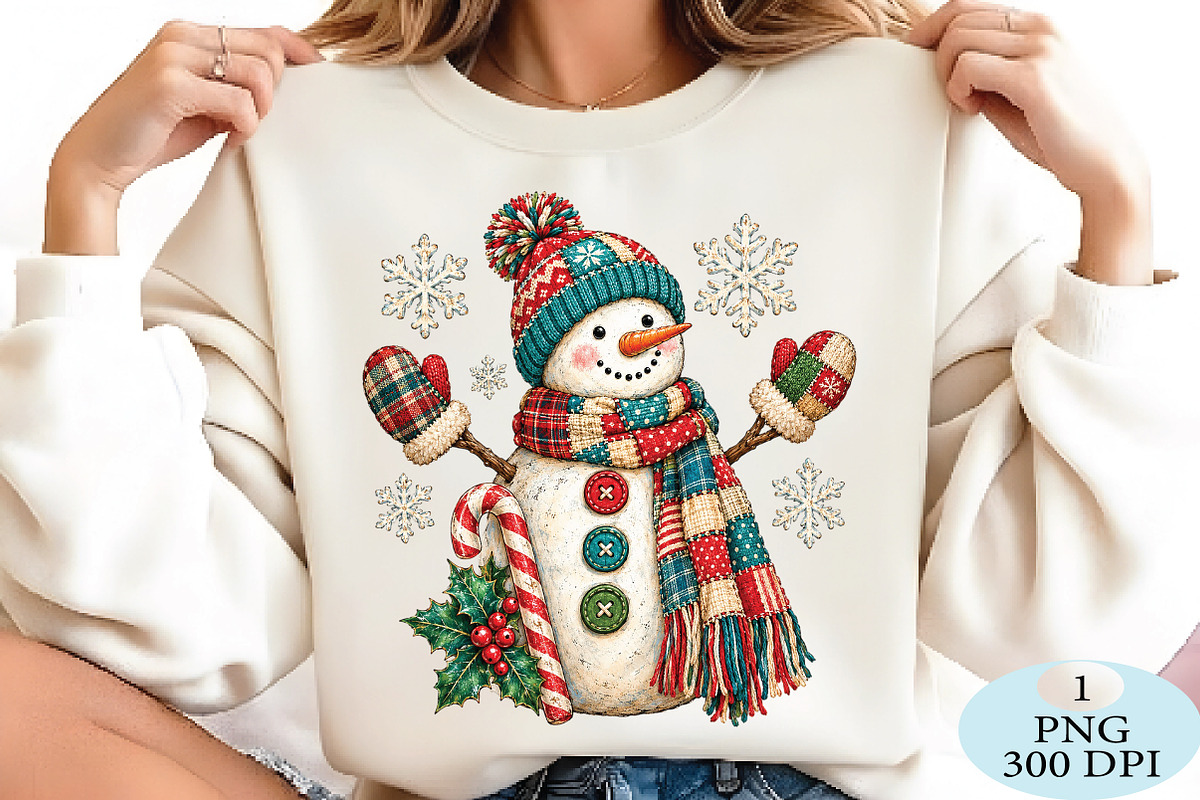 Vintage Snowman Christmas PNG, a Seasonal Illustration by Daily.Designs (Photo 2 of 5)