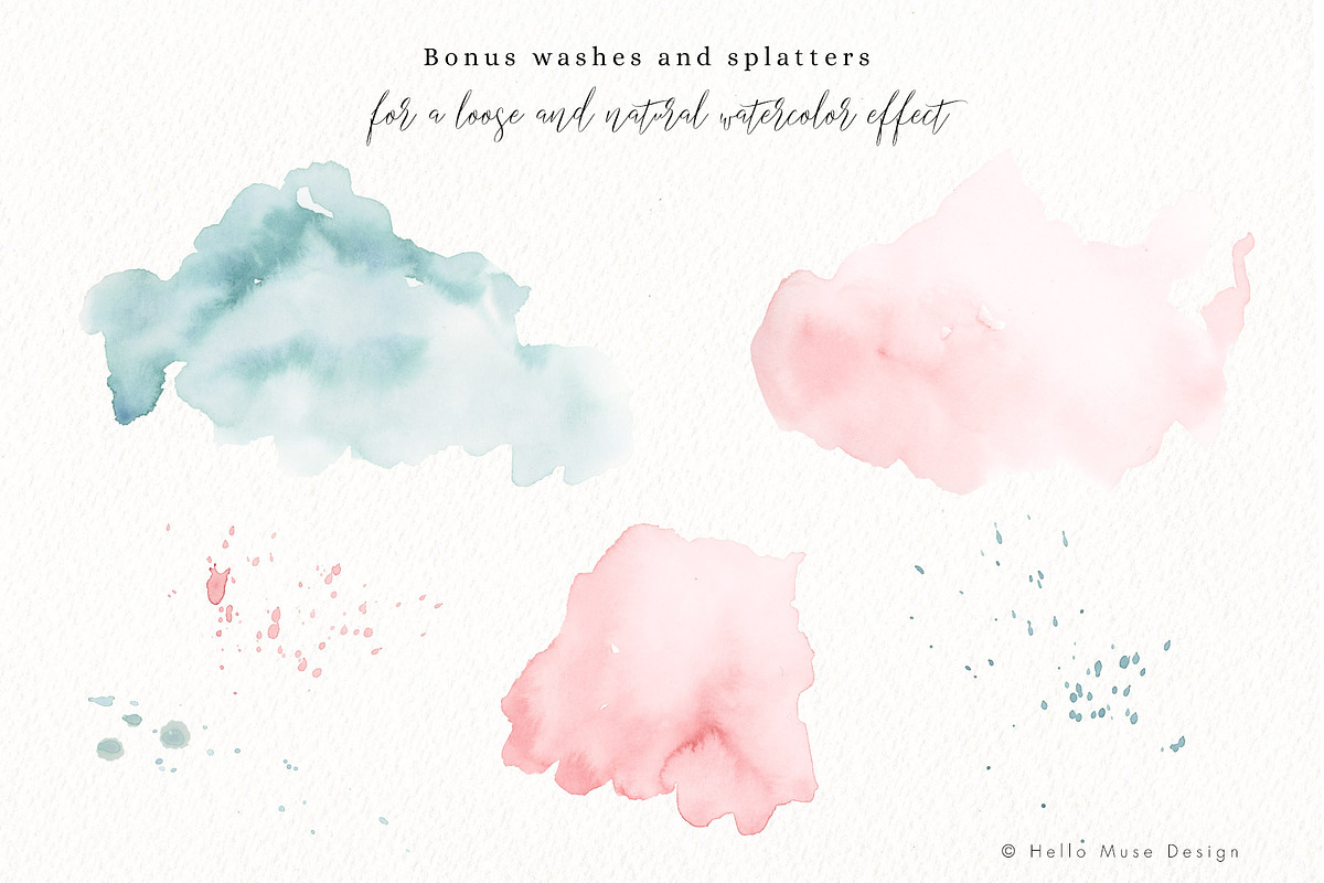 Blush and Blue Watercolor Flowers, an Illustration by Hello Muse Design (Photo 3 of 6)