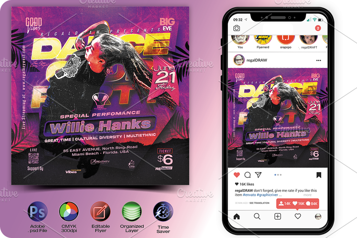 Dance Club Party Flyer, a Flyer Template by regalDRAW (Photo 1 of 2)