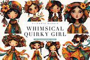 Whimsical Quirky Girl Clipart Bundle, a Person Illustration by BusyDaydesign (Thumbnail 1 of 9)
