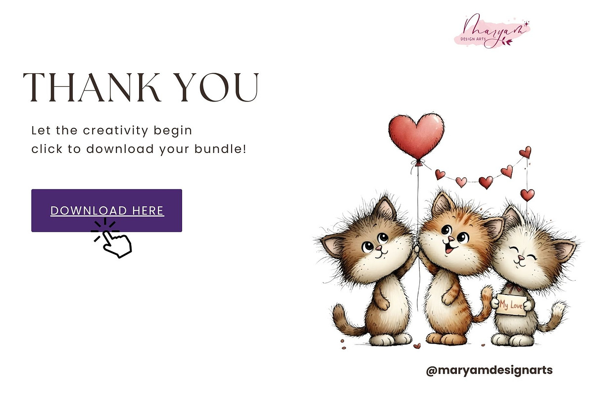 Whimsical Valentine Cat Clipart PNG, an Animal Illustration by maryamdesignarts (Photo 12 of 12)