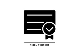 Diploma with check mark black glyph, an Icon by IMG Visuals