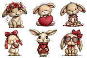 Quirky Valentines Bunny Clipart, an Illustration by Dream Creation (Thumbnail 3 of 7)