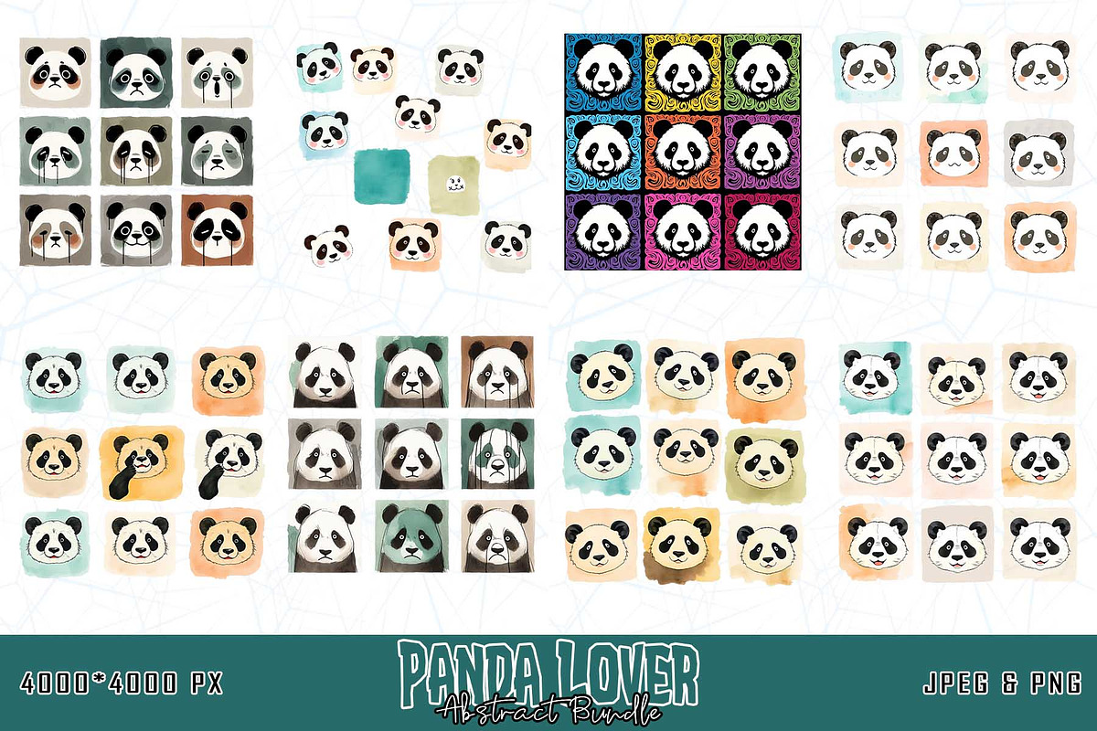 Cute Panda Collage Style PNG Bundle, an Illustration by Sofia's Fashion (Photo 3 of 3)