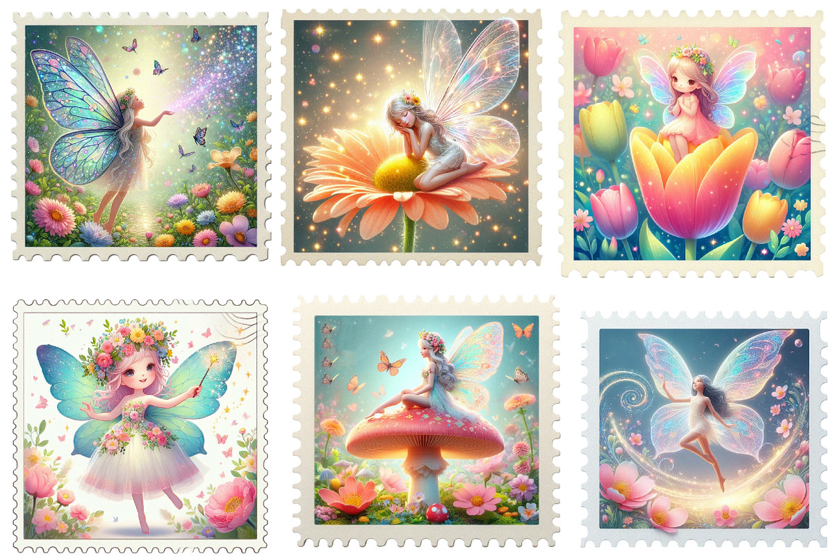 Spring Fairy Postage Stamp Clipart, an Illustration by Designking (Photo 4 of 4)