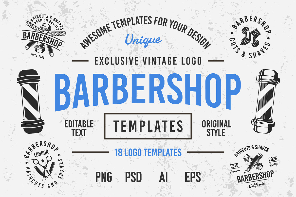 Barbershop logo set, a Branding & Logo Template by DenysHolovatiuk (Photo 1 of 10)