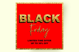 Black friday template with glitter