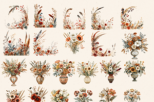 TERRACOTTA WEDDING FLORAL CLIPART