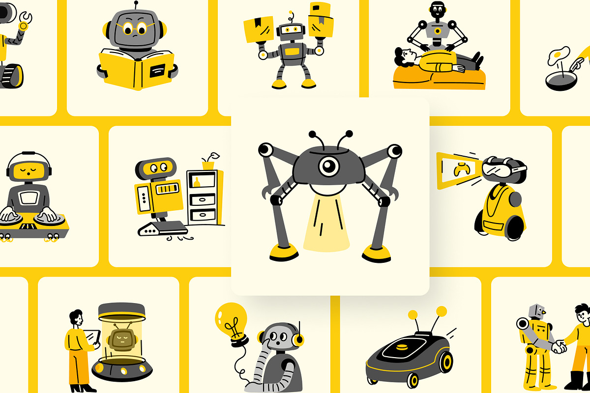 Animated Robot Vector Collection, an Emoji Icon by Brickclay (Photo 3 of 5)