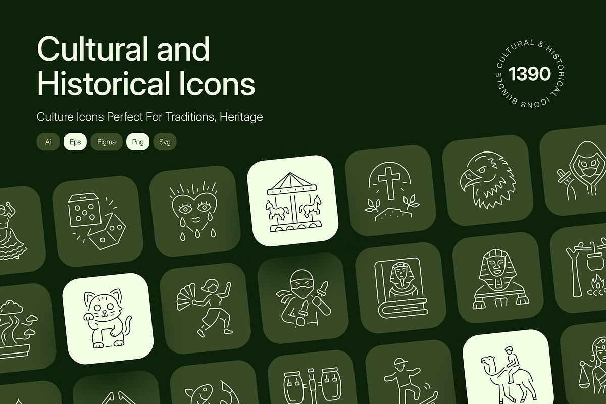 1390 Cultural and Historical Icons, an Outline Icon by Prosymbols (Photo 1 of 25)