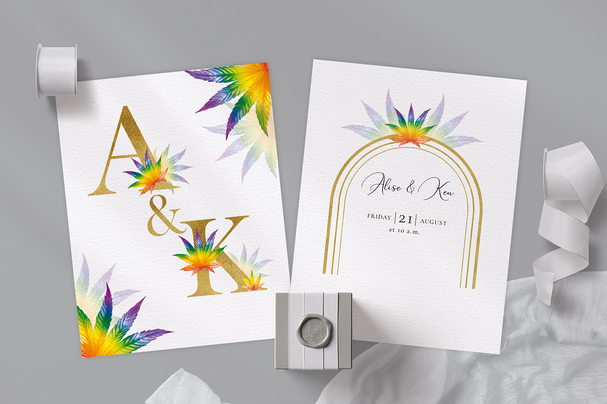 RAINBOW CANNABIS, a Decorative Illustration by Elena_Sedova (Photo 6 of 12)