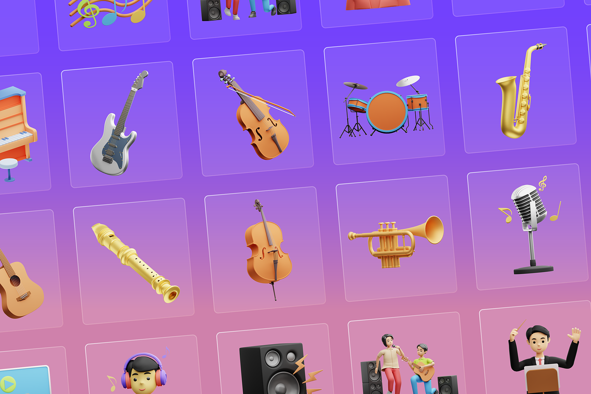 3D Music Icons, an Object 3D Model by Flat Icons (Photo 6 of 8)