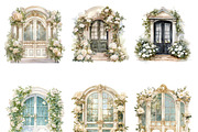 White Flowers Doors Clipart Bundle, a Decorative Illustration by Design Scotch (Thumbnail 4 of 8)