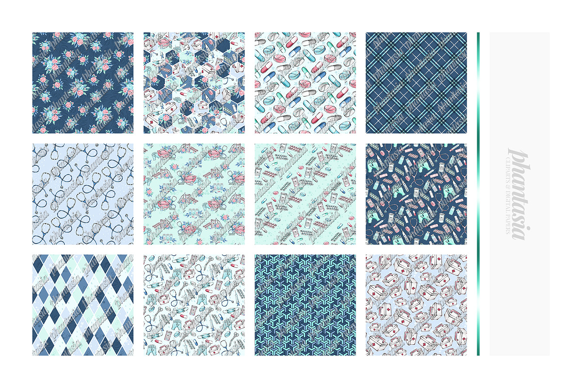 Medical Digital Papers, a Pattern Graphic by Phantasia Design (Photo 2 of 5)
