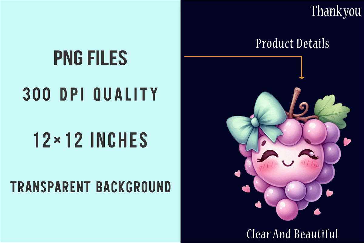 Cute Fruit Clipart,Kawaii Fruits PNG, an Illustration by SinaCreation (Photo 3 of 5)