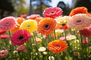 Colorful gerbera flowers in the park, a Nature Photo by AlyaAnd