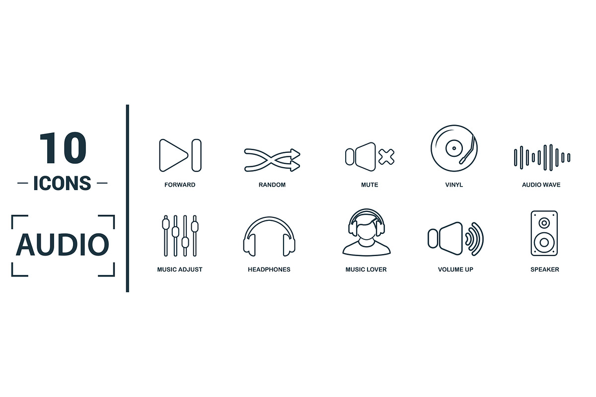 Audio Line Icon Set, an Object Graphic by Aimagenarium@gmail.com (Photo 2 of 3)