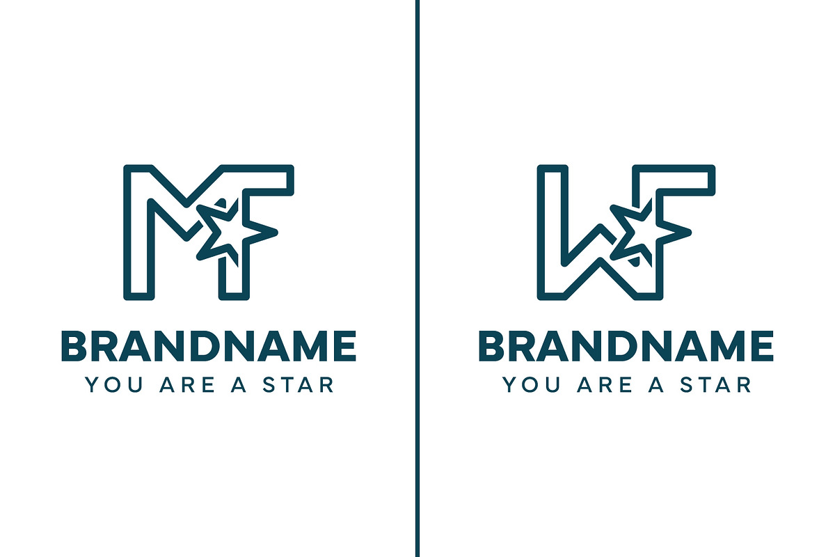 Letters MF or WF Star Monogram Logo, a Branding & Logo Template by Pray Art Design Studio