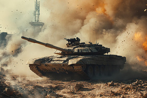 Heavy tank in the midst of intense c, an Animal Photo by Pixeness Studio