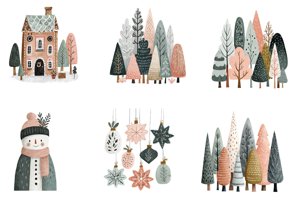 Boho Christmas Trees PNG Bundle, an Illustration by CreationArt (Photo 3 of 5)