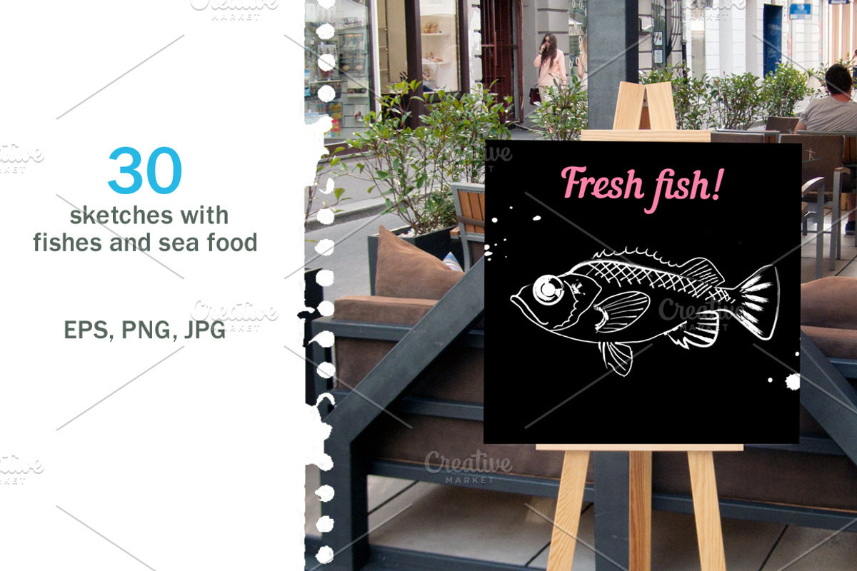 30 sketches with fishes and sea food, a Food Illustration by Anna Violet (Photo 1 of 6)
