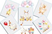 Watercolor Baby Goose Birthday Png, an Illustration by Creative Art (Thumbnail 7 of 7)