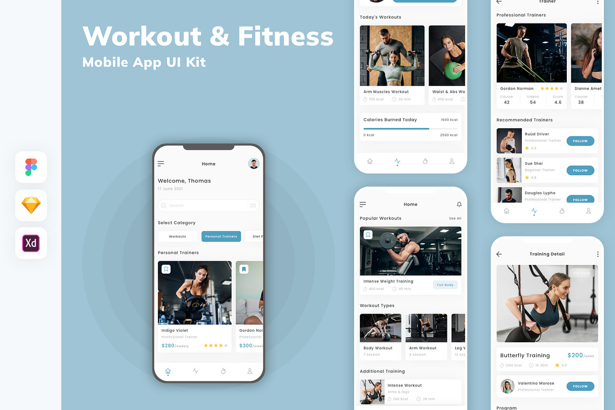 Workout & Fitness Mobile App UI Kit, an UI Kit Template by uicube ...