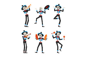 Mexican Skeleton in Sombrero Hat, an Object Illustration by TopVectors