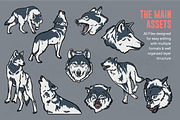 Vintage Wolf Illustrations, an Animal Illustration by ARQAM Studio (Thumbnail 2 of 9)