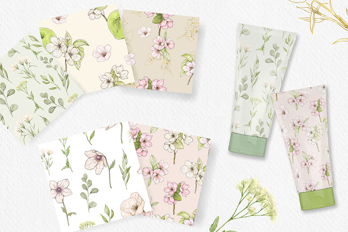 10 watercolor floral patterns, a Pattern Graphic by HmarkaShop (Photo 2 of 3)