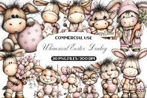 Whimsical Easter Donkey Clipart, an Illustration by Black Bird Studio