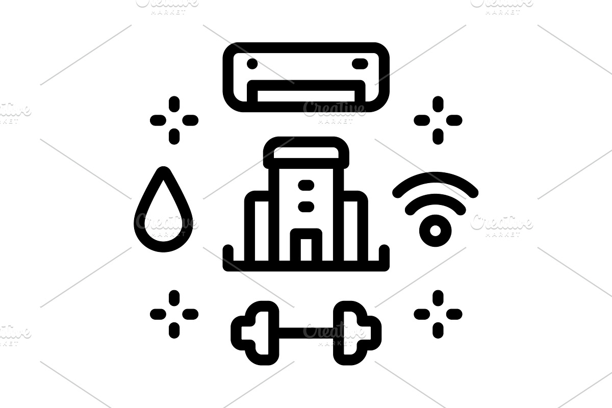 Amenities facility black icon, an Outline Icon by Creative priyanka