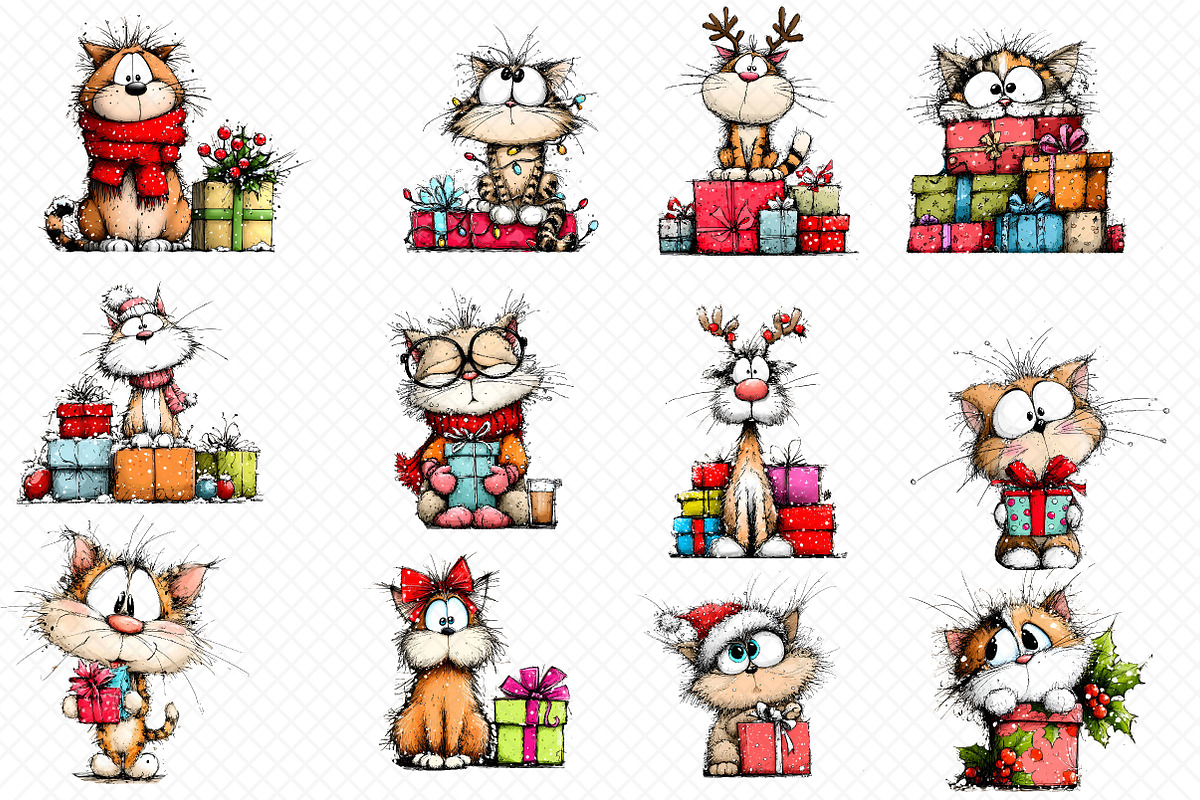 Christmas Cat With Gift, an Illustration by cherrydesign (Photo 3 of 3)