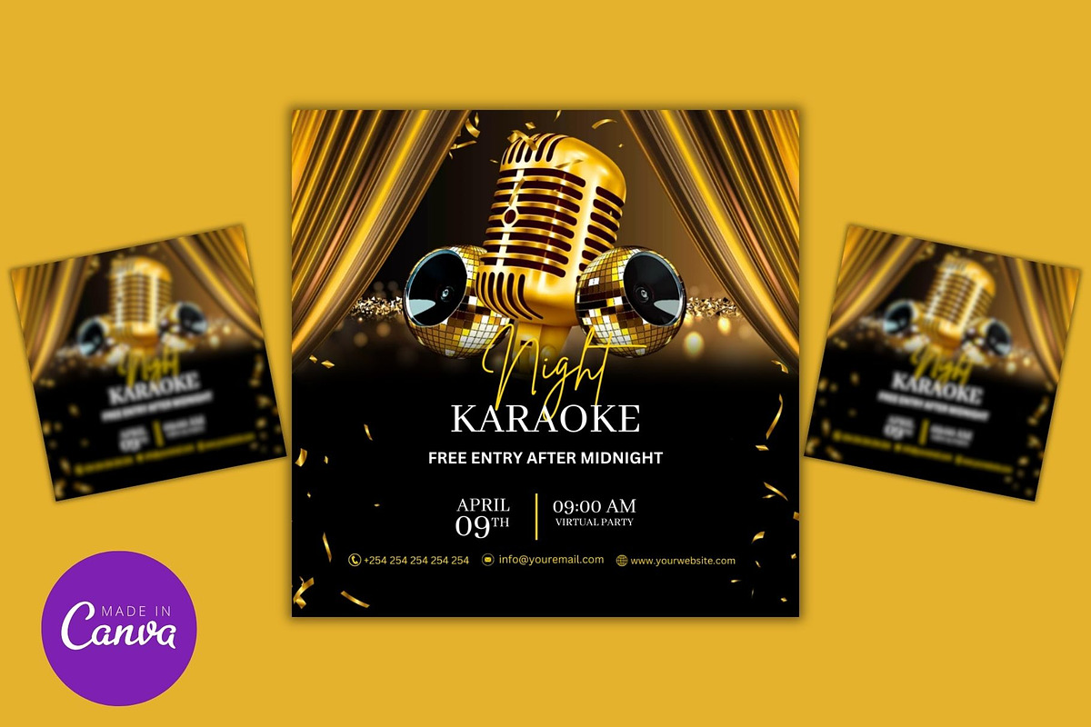 Editable Karaoke Night Flyer Design, a Social Media Template by Mishek Munene (Photo 1 of 4)